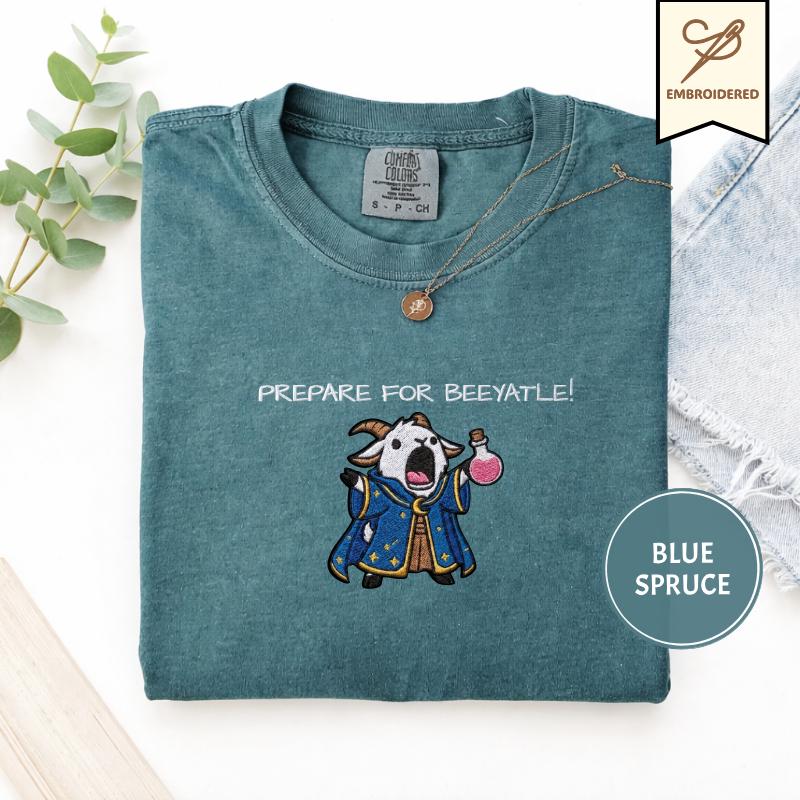 Prepare For Beeyatle Embroidered , Embroidered Gildan 18000, Funny DnD Pullover, Renaissance Faire Cat Crewneck, Medieval Fantasy Gamer Gift