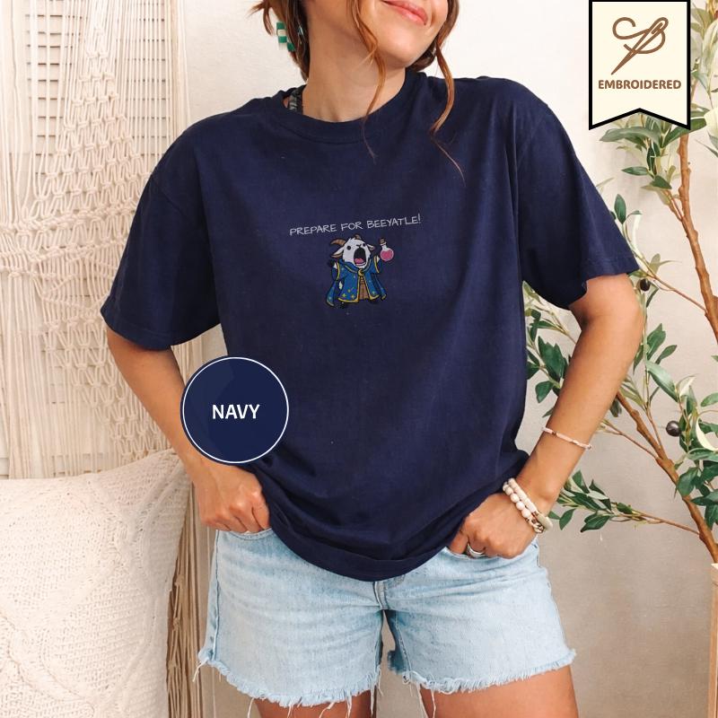 Prepare For Beeyatle Embroidered , Embroidered Gildan 18000, Funny DnD Pullover, Renaissance Faire Cat Crewneck, Medieval Fantasy Gamer Gift