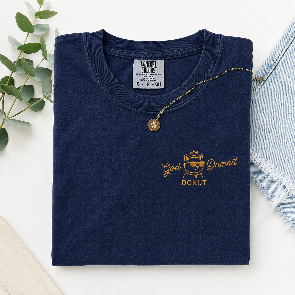 Embroidered God Damnit Donut Minimal Shirt, Princess Donut Dungeon Crawler Carl Tee, Comfort Colors, Fantasy Book Reader Tshirt